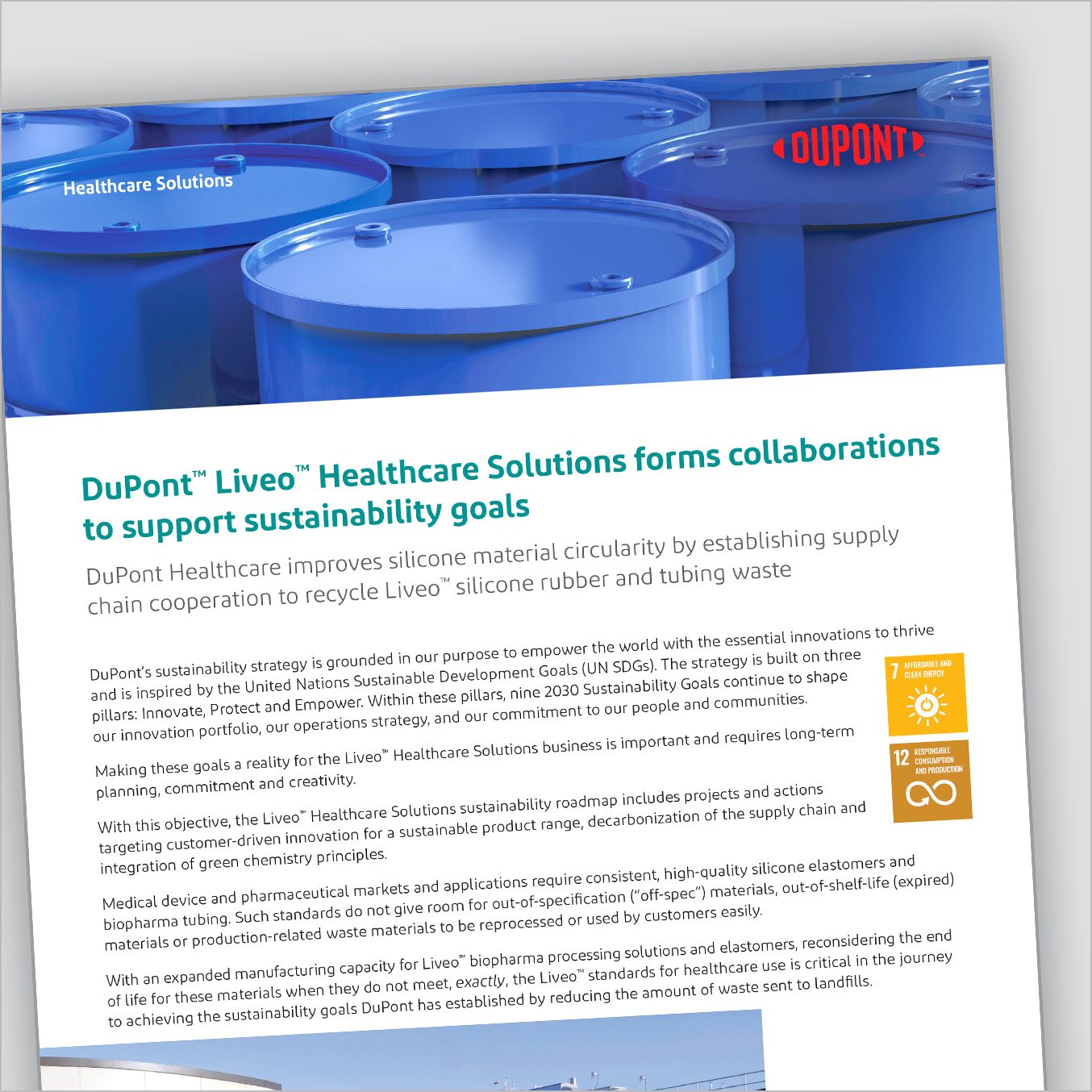 杜邦™ Liveo™ 医疗健康解决方案业务形成合作新格局，共同 助力可持续发展目标