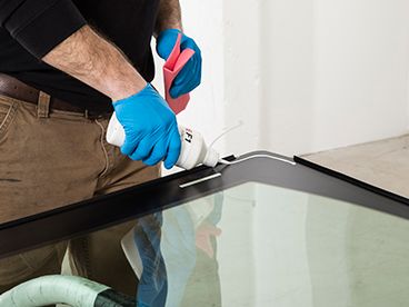 Applying white product to glass