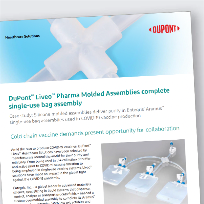 DuPont™ Liveo™ Pharma Molded Assemblies complete single-use bag assembly