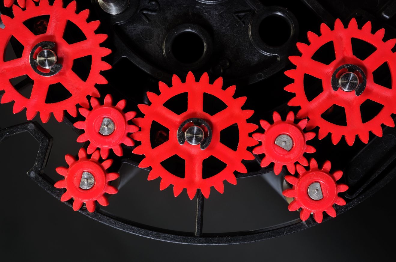 Red mechanical gears