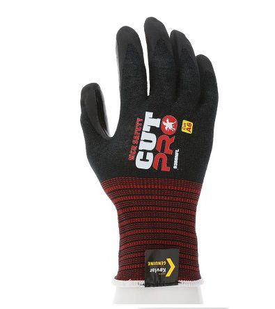 Kut Gard Seamless Knit DuPont Kevlar Glove w/Split Cowhide Leather Palm &  Stitching - Wrist - Yellow - 1/DZ - 09-K300LP