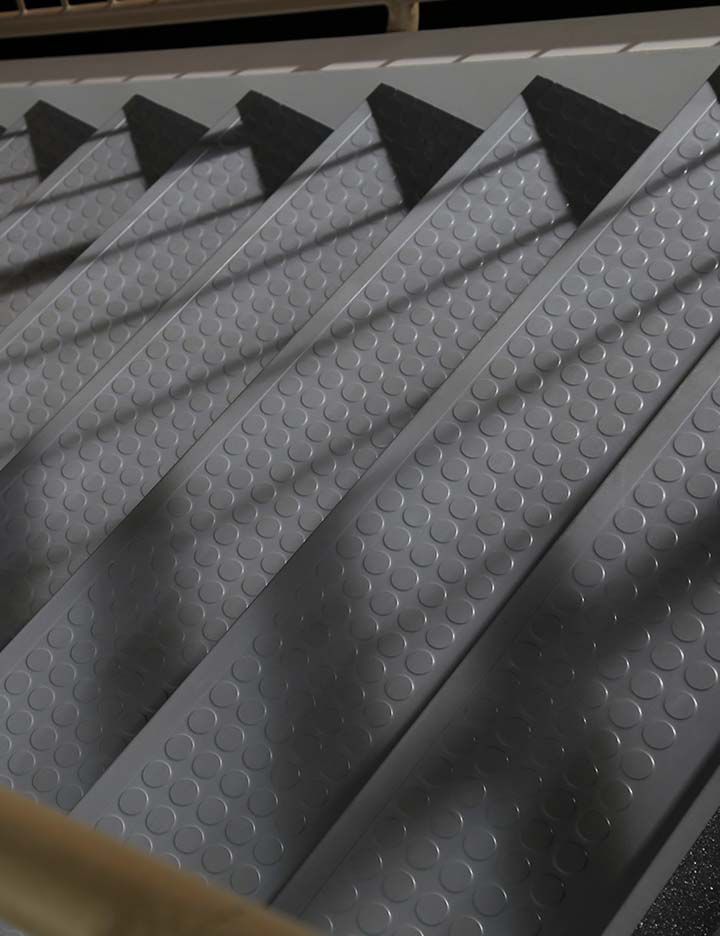 Kevlar® used in a Roppe rubber stair tread industrial application