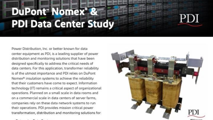 Page from "DuPont™ Nomex® & PDI Data Center Study" document