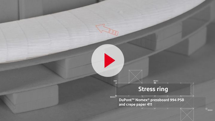 Image of a stress ring from "Power Transformer Insulation Kit" video