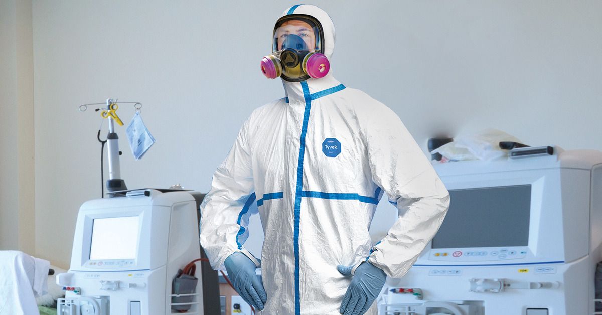 Workers in the public sector use biohazard suits made with DuPont™ Tychem®.