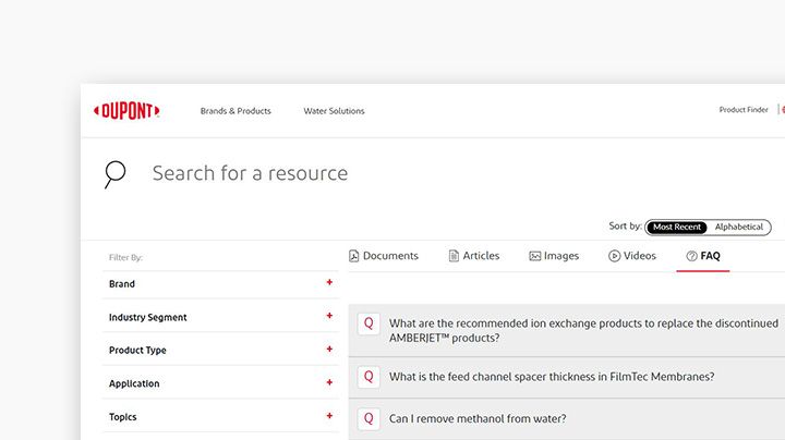 Screenshot of the FAQ section of the Resource Center