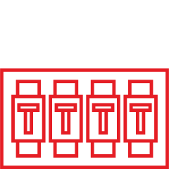 Red circuit breaker and contactor icon