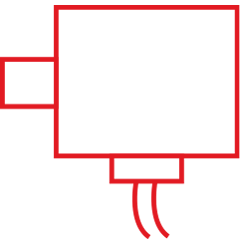 Red plug, socket and terminal block icon