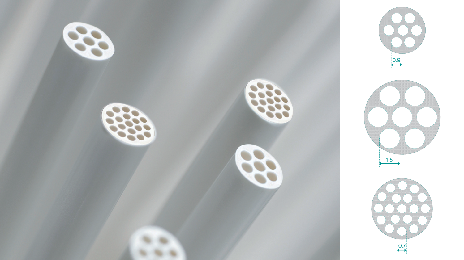 Multibore ultrafiltration fiber with water drip