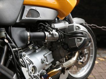 Closeup of motorcycle engine