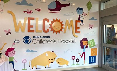 John R. Oishei Children’s Hospital: Graphic signage laminated with Tedlar® protective film.