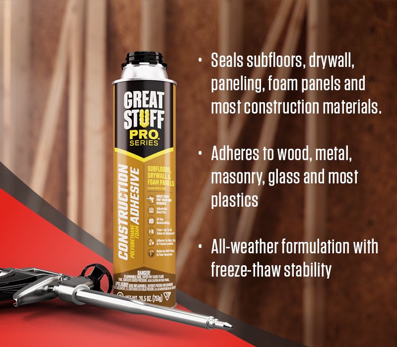 DuPont Great Stuff Pro Wall & Floor Adhesive Gun Foam 26.5oz Can, Case