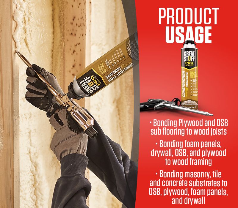 GREAT STUFF PRO Off-white Interior/Exterior Construction Adhesive (26.5-fl  oz) in the Construction Adhesive department at