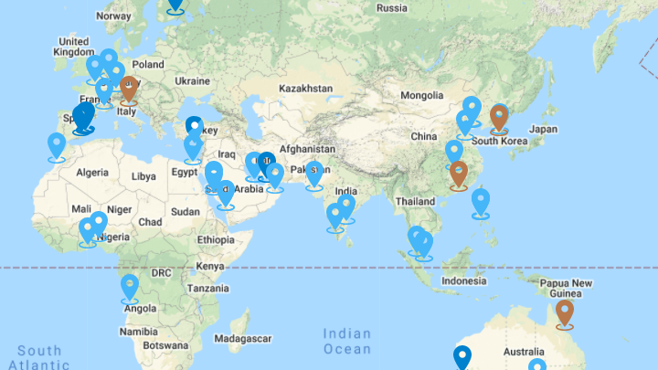Global map of DuPont Water Solutions product references