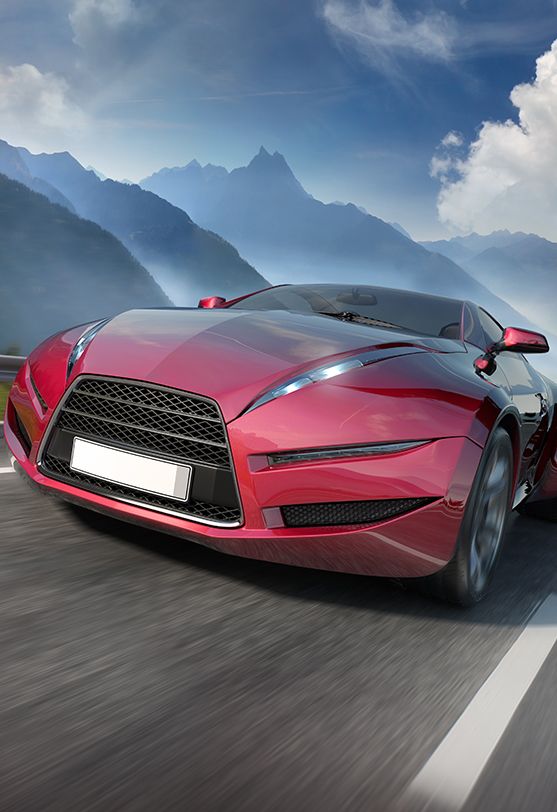 山路上的红色跑车