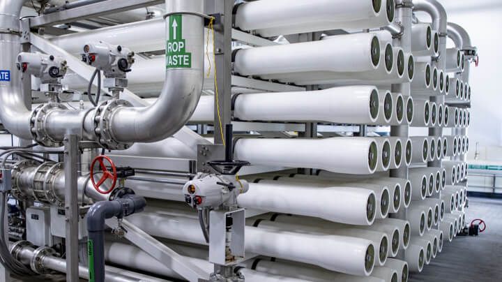 FILMTEC™ nanofiltration (NF) membrane elements installed in an industrial facility
