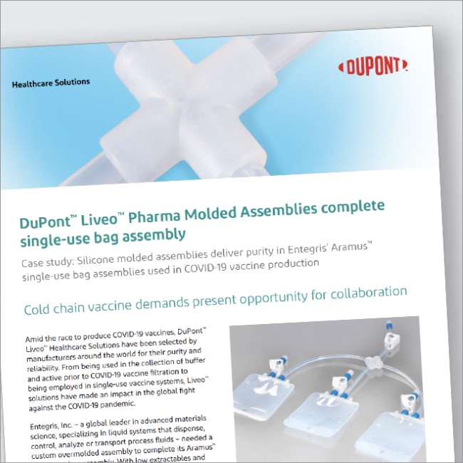 杜邦™ Liveo™ Pharma 模制组件使得一次性包装袋组件更完整