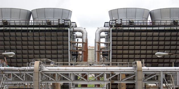Two cooling water towers that use Vespel® wear rings in centrifugal pumps.