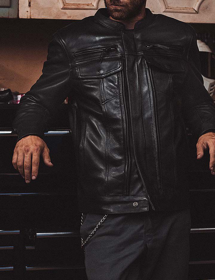 Men's motorcycle apparel from First MFG CO made with Kevlar® 