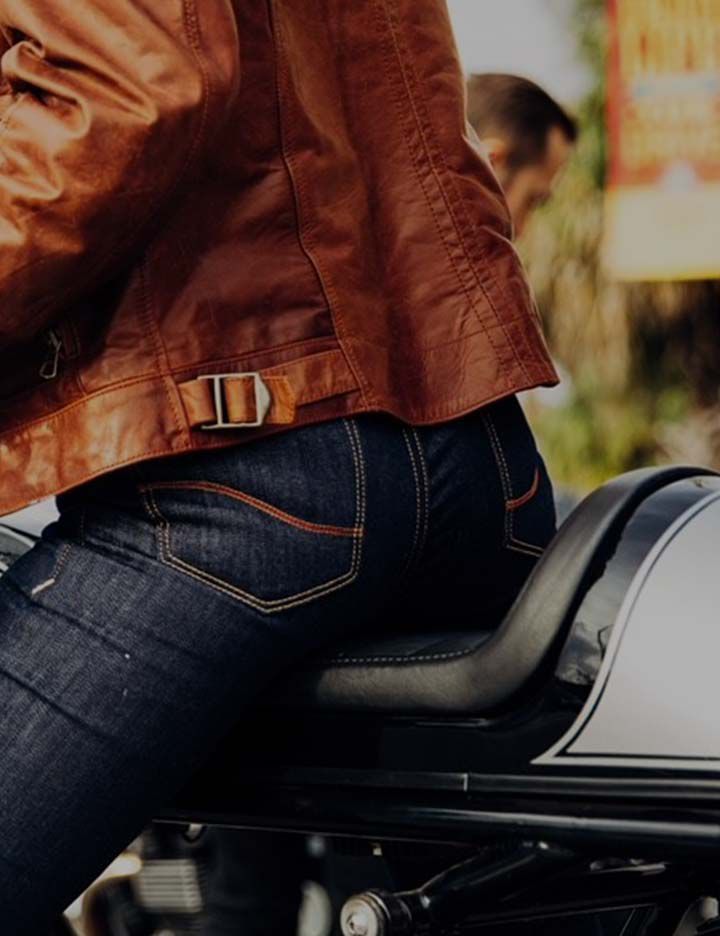 Kevlar® abrasion resistance being utilized in women's protective motorcycle jeans made by Tobacco