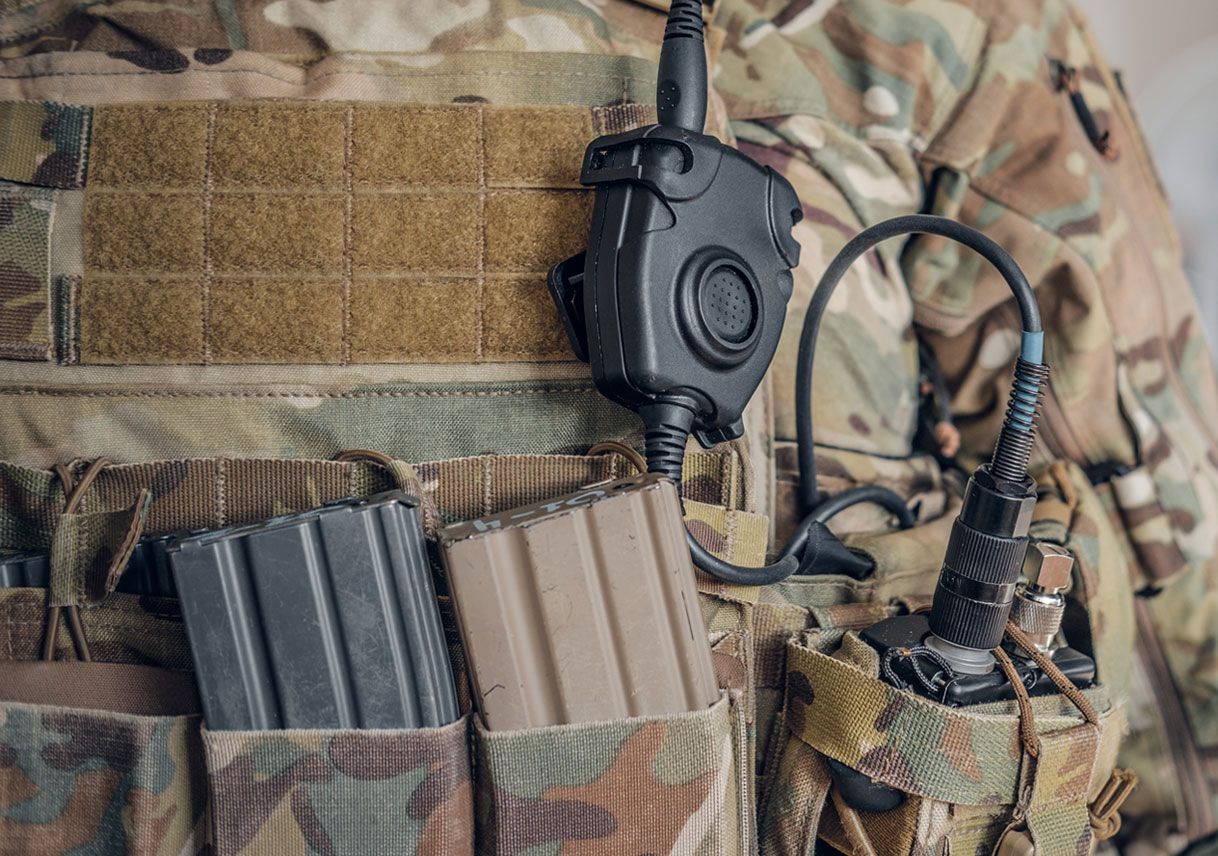 Close-up of a DuPont™ Kevlar® and DuPont™ Tensylon® military hard armor vest application