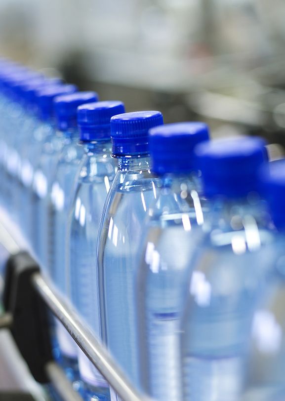 Conveyor line with bottles.
