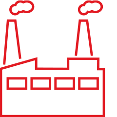 Red factory industry icon