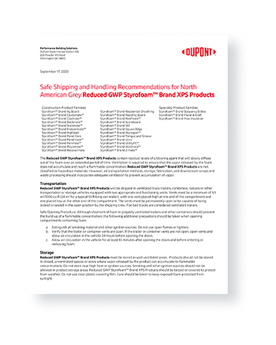Styrofoam™ Brand ST-100 product information sheet